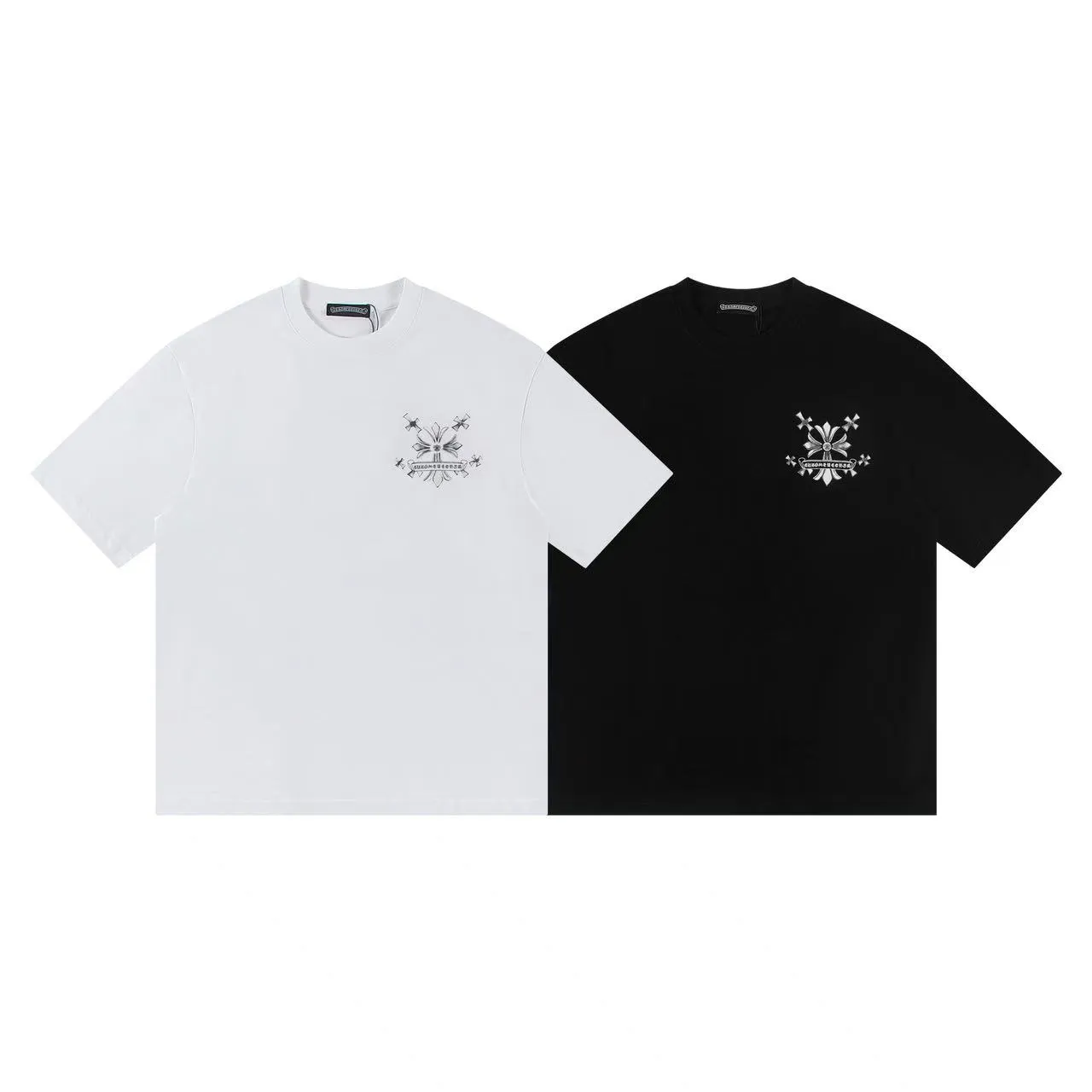 🅿️146 Style: 2025 new Croix Heart short-sleeved T-shirt Material: High version 300g double yarn combed cotton Size: S～XL Color: Black Style number: Z019